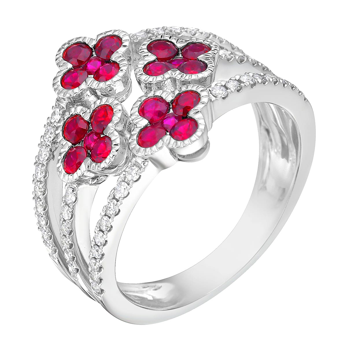 18K White Gold Ruby Ring, 0.90ct