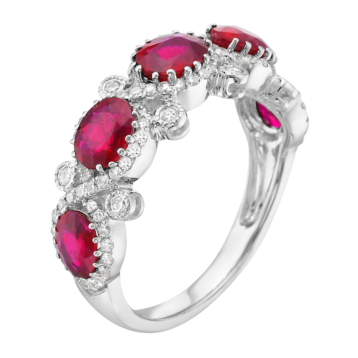 ARR155912 - Ring 14KW/3.2G 5RUBY-1.93CT 94RD-0.39CT