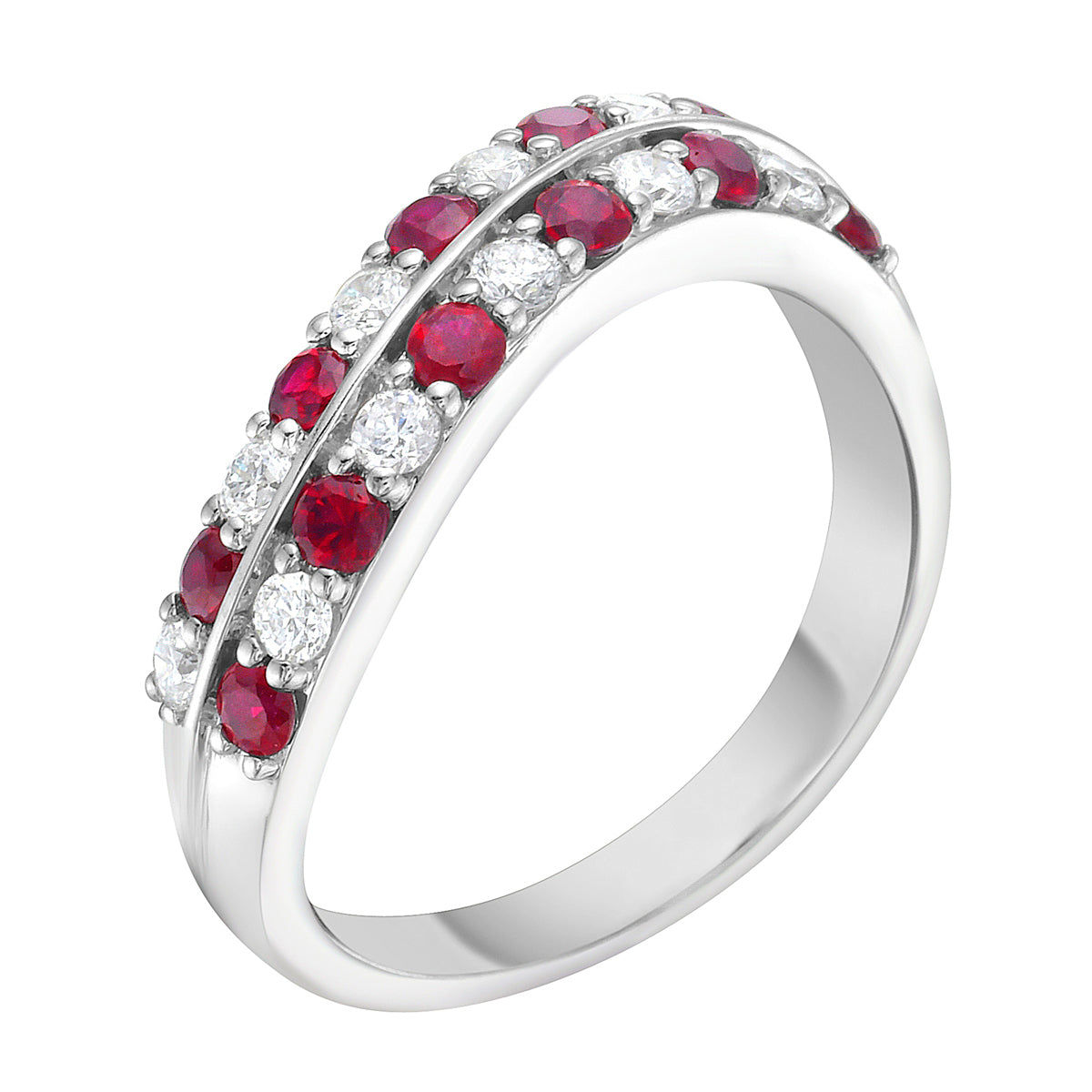 ARR156116 - Ring 14KW/4.3G 11RUBY-0.54CT 11RD-0.33CT