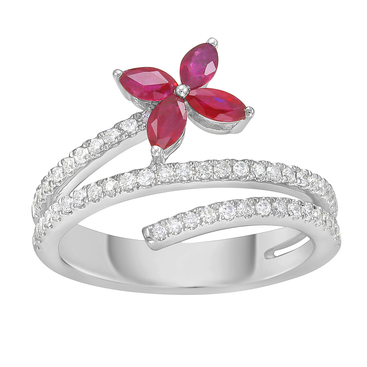 ARR156163 - Ring 14KW/3.7G 4RUBY-0.53CT 51RD-0.29CT