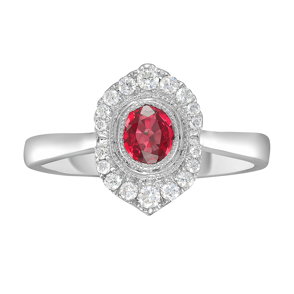 ARR156164 - Ring 14KW/3.0G 1RUBY-0.33CT 18RD-0.11CT