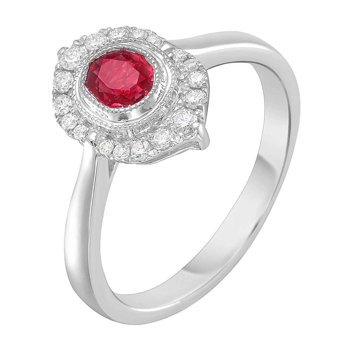 ARR156164 - Ring 14KW/3.0G 1RUBY-0.33CT 18RD-0.11CT