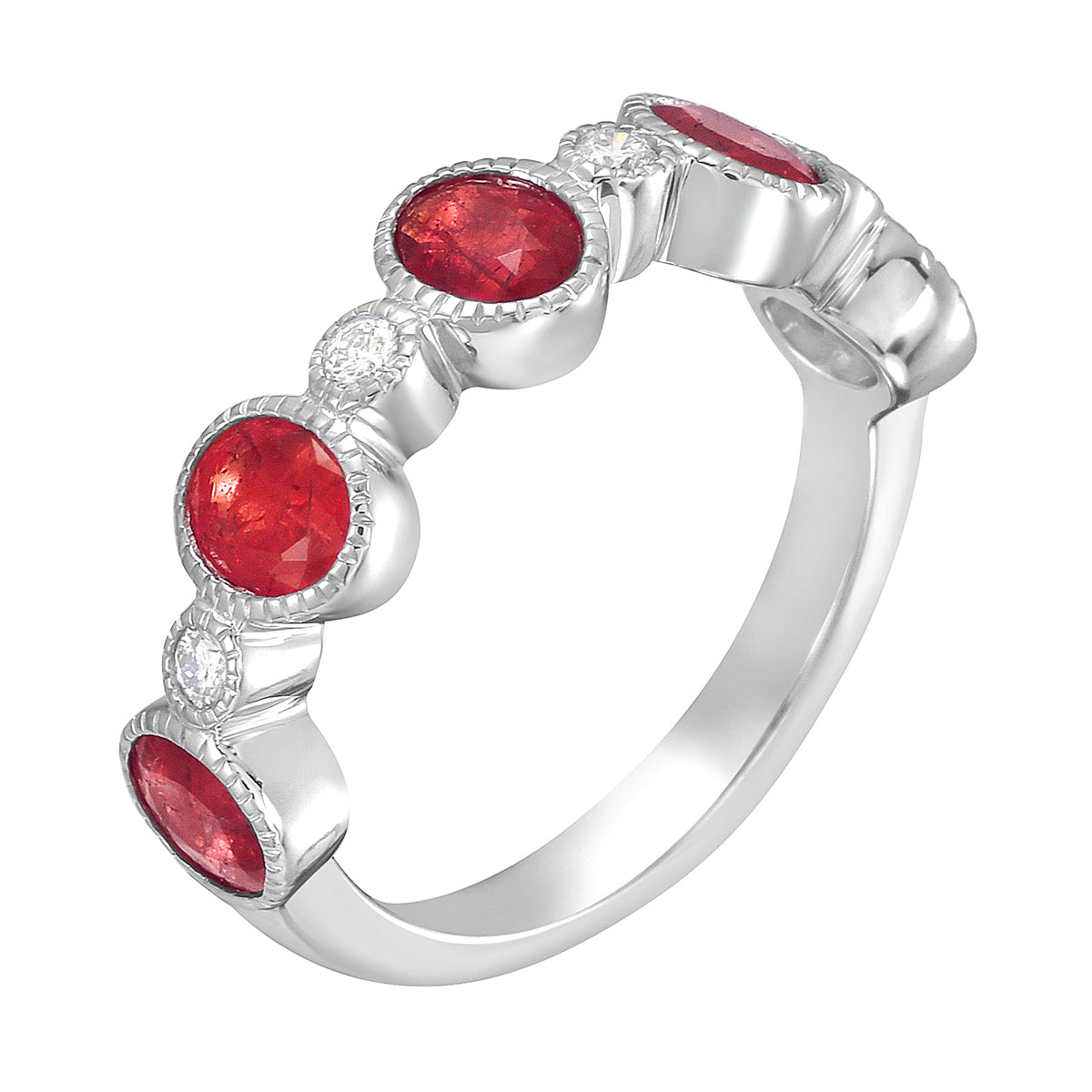 ARR156169 - Ring 14KW/3.5G 5RUBY-1.44CT 4RD-0.12CT