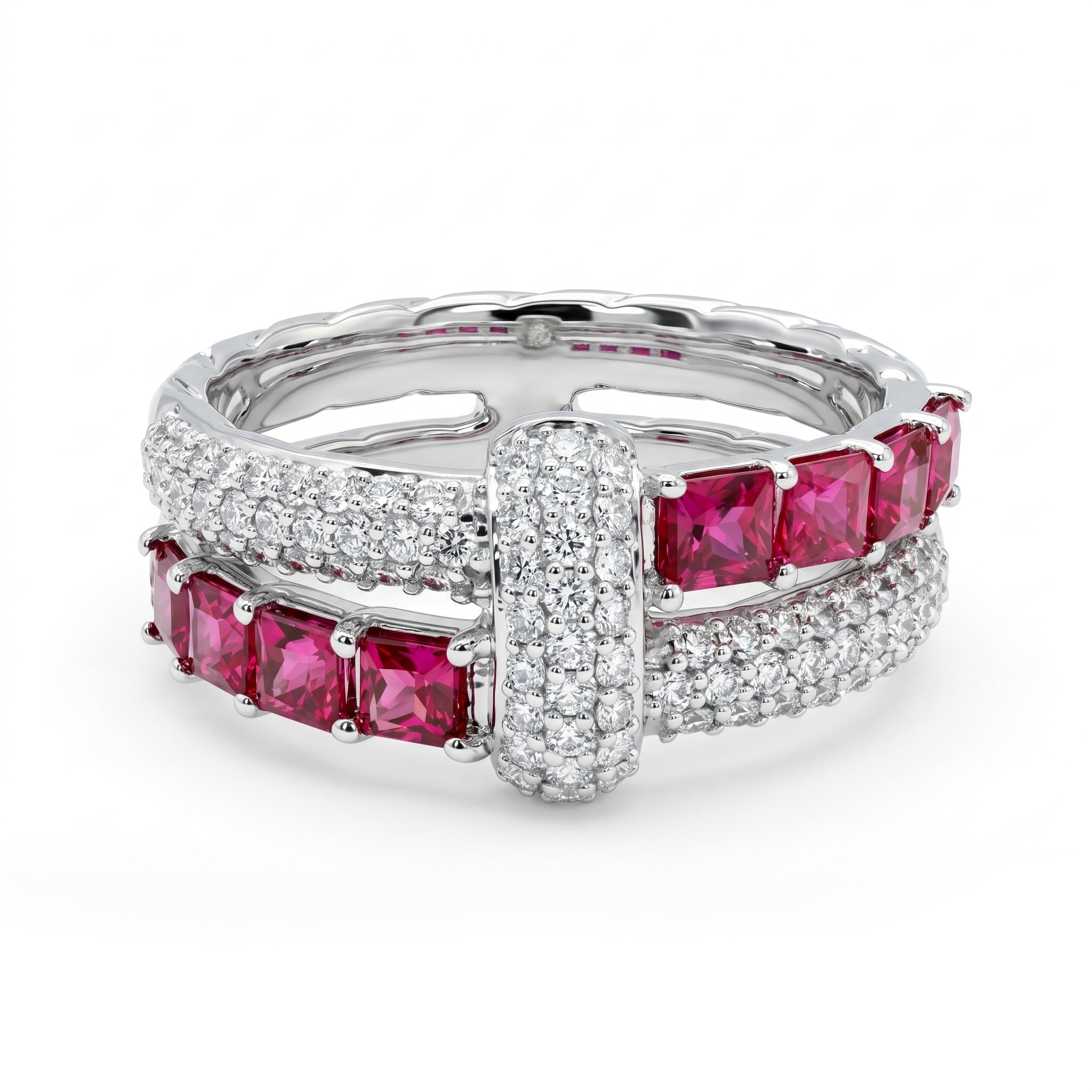 ARR156995 - Ring 14KW/5.9G 8RUBY-0.94CT 81RD-0.43CT