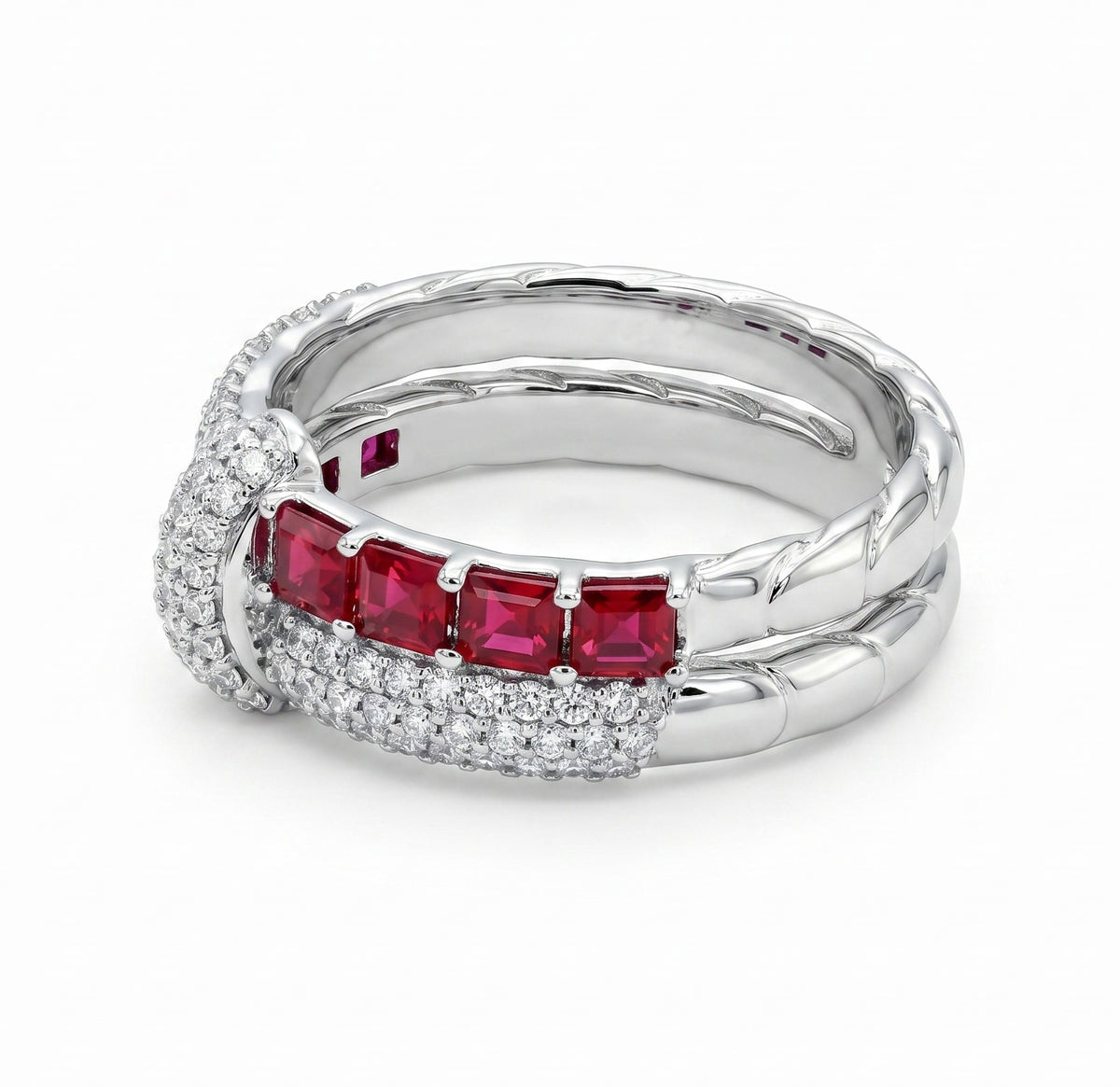 ARR156995 - Ring 14KW/5.9G 8RUBY-0.94CT 81RD-0.43CT