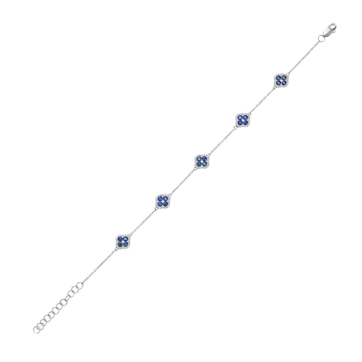 14K White Gold Blue Sapphire Bracelet, 0.86ct