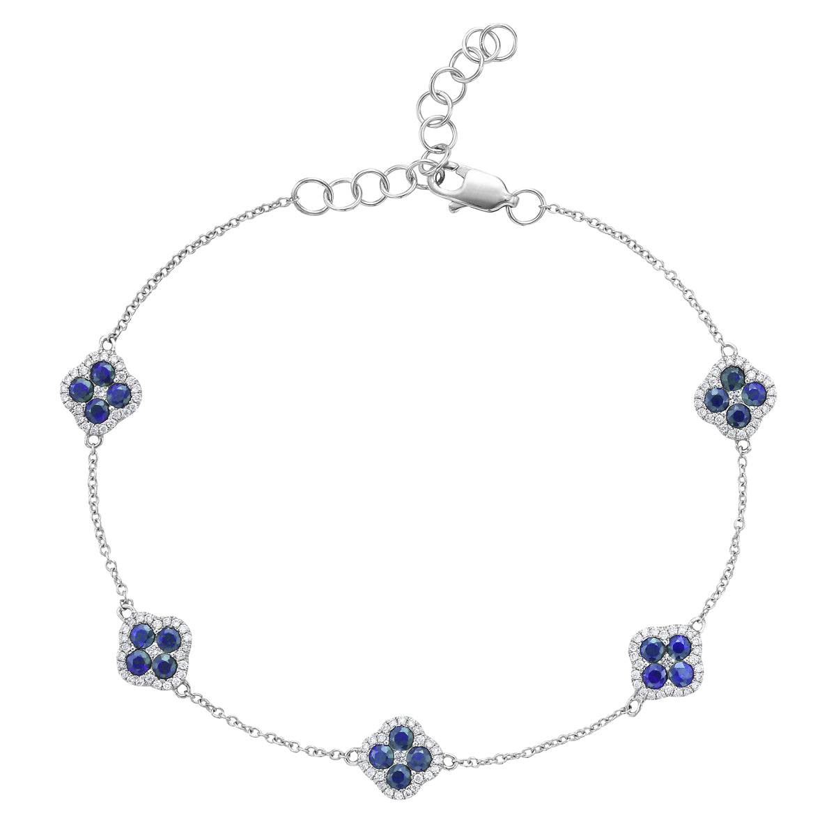 14K White Gold Blue Sapphire Bracelet, 0.86ct