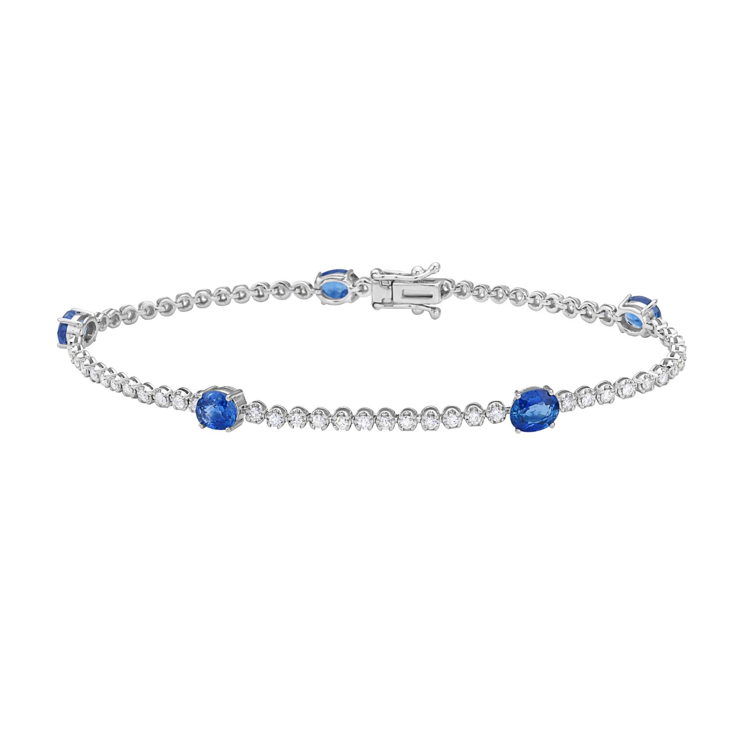 14K White Gold Sapphire and Diamond Bracelet