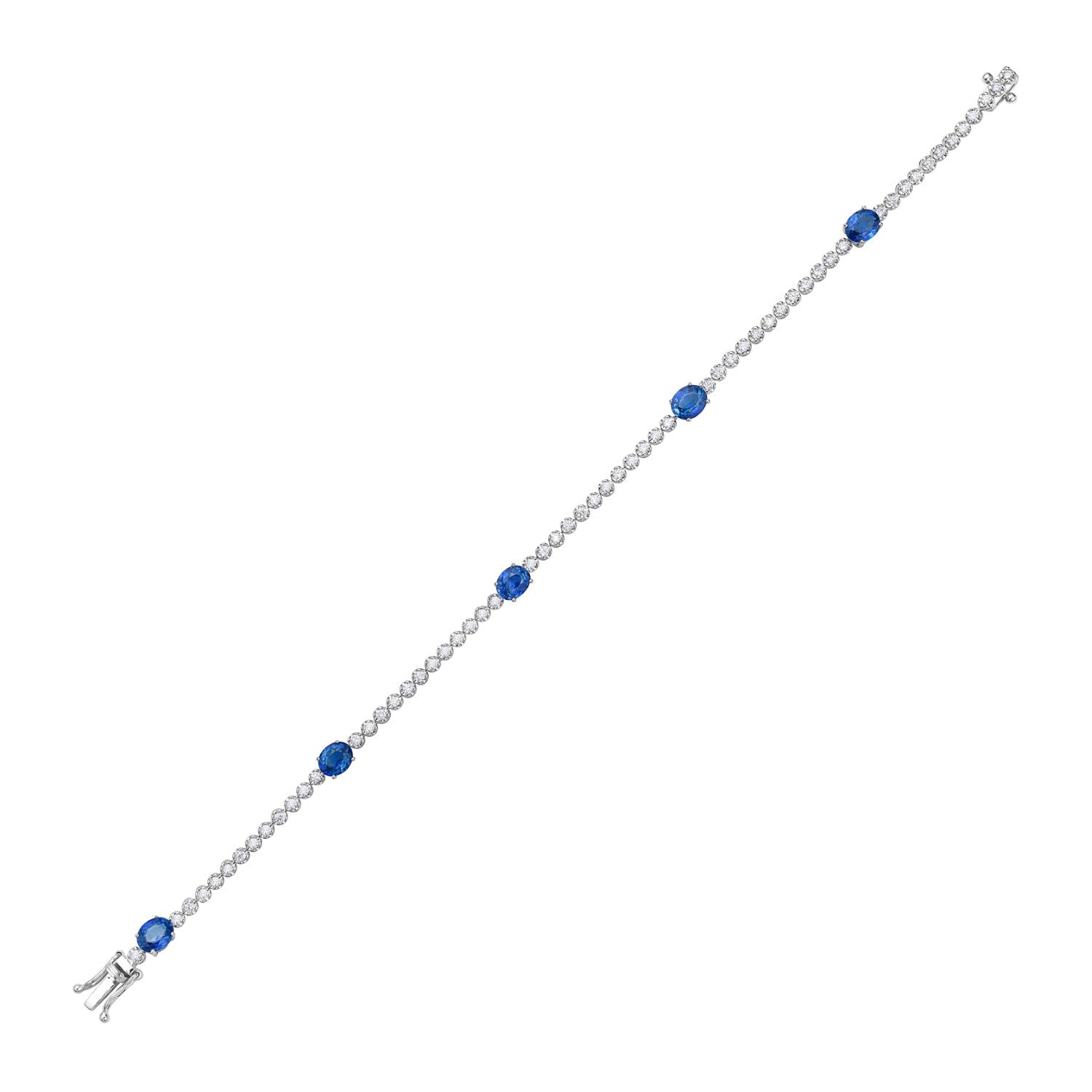 14K White Gold Sapphire and Diamond Bracelet