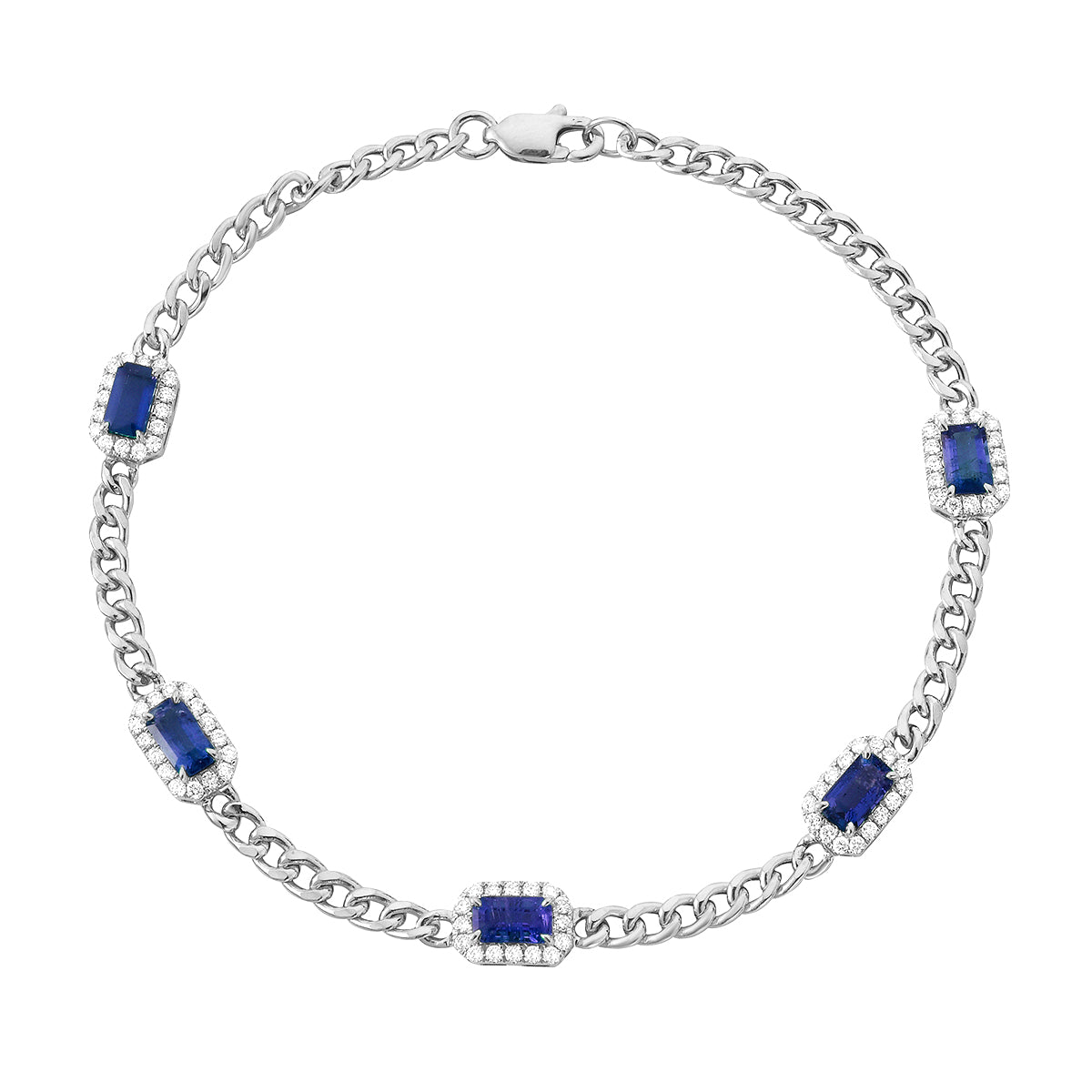 14K White Gold Sapphire and Diamond Bracelet