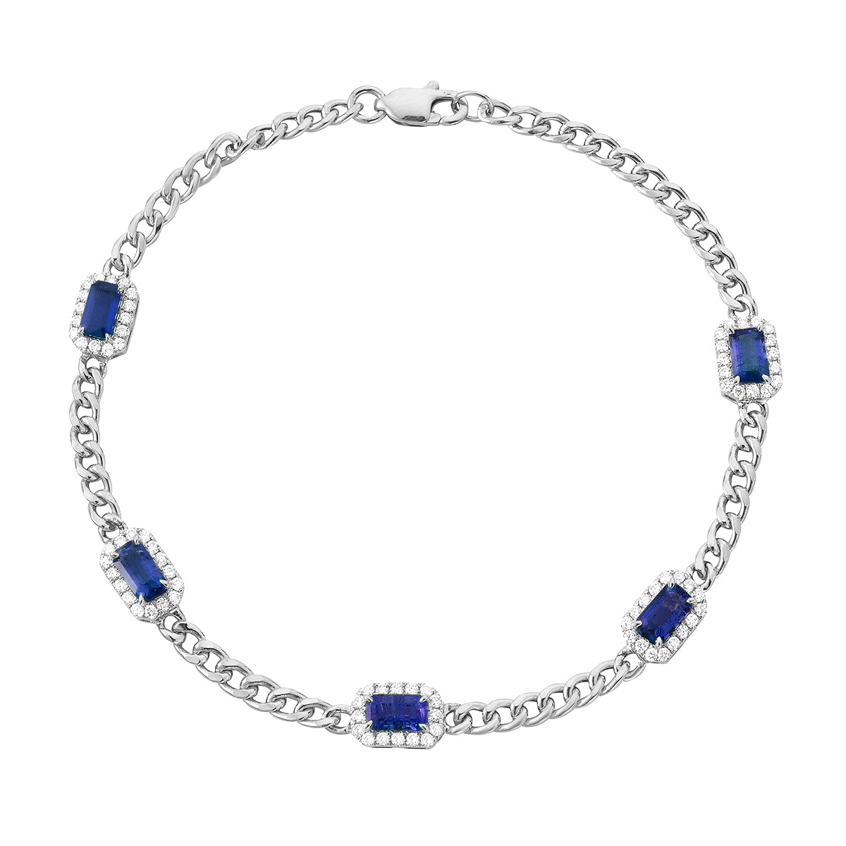 14K White Gold Sapphire and Diamond Bracelet, 1.76ct