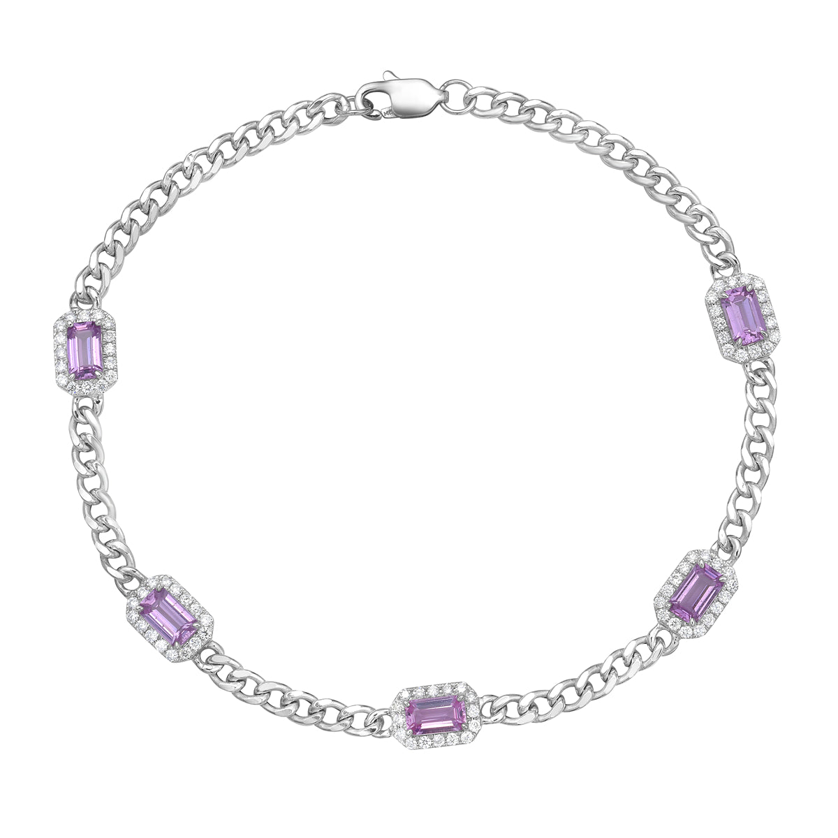 Bracelet 14KW/2.0G 5P.SAPP-1.76CT 80RD-0.42CT