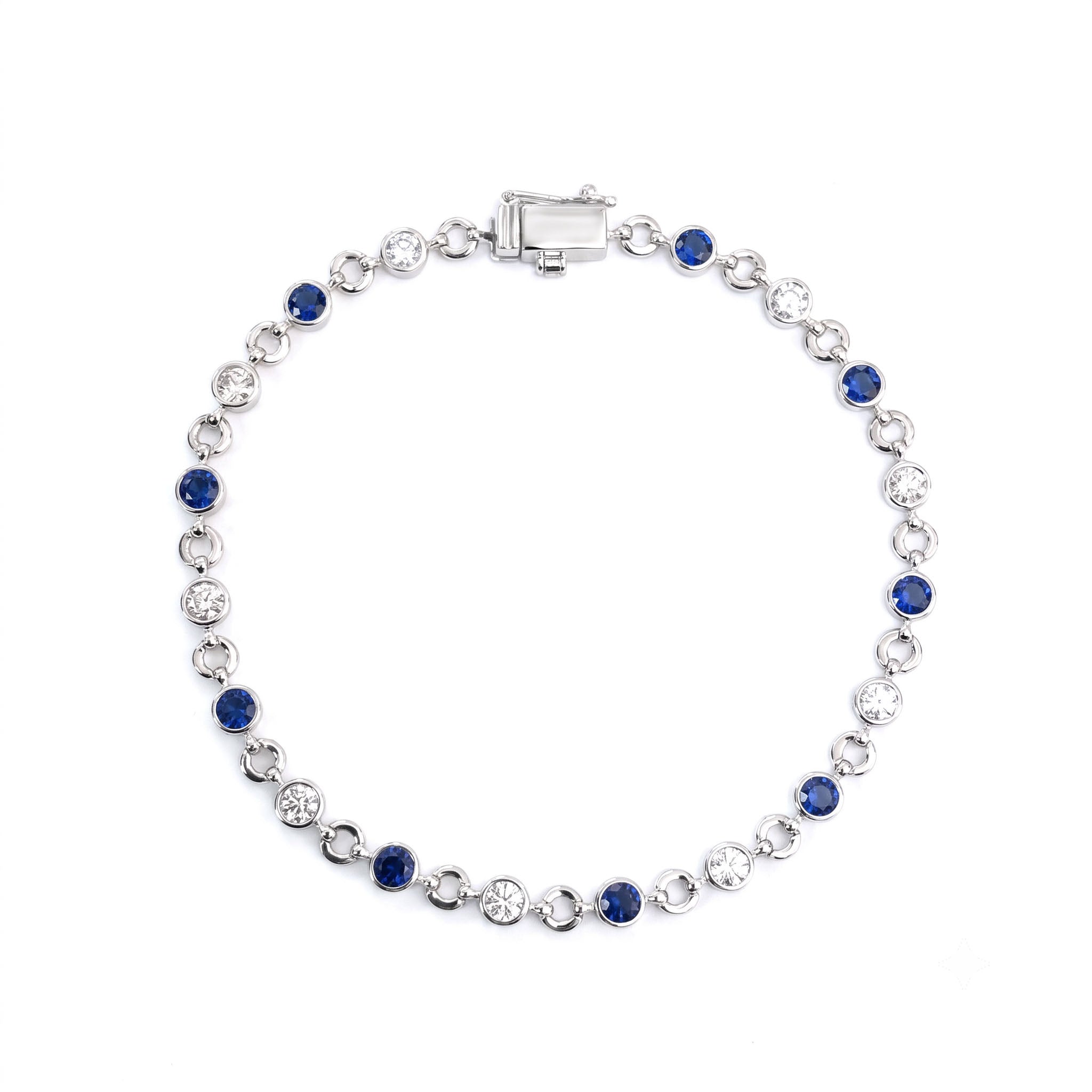 ASB156929 - Bracelet 14KW/6.8G 9SAPP-0.90CT 9RD-0.77CT