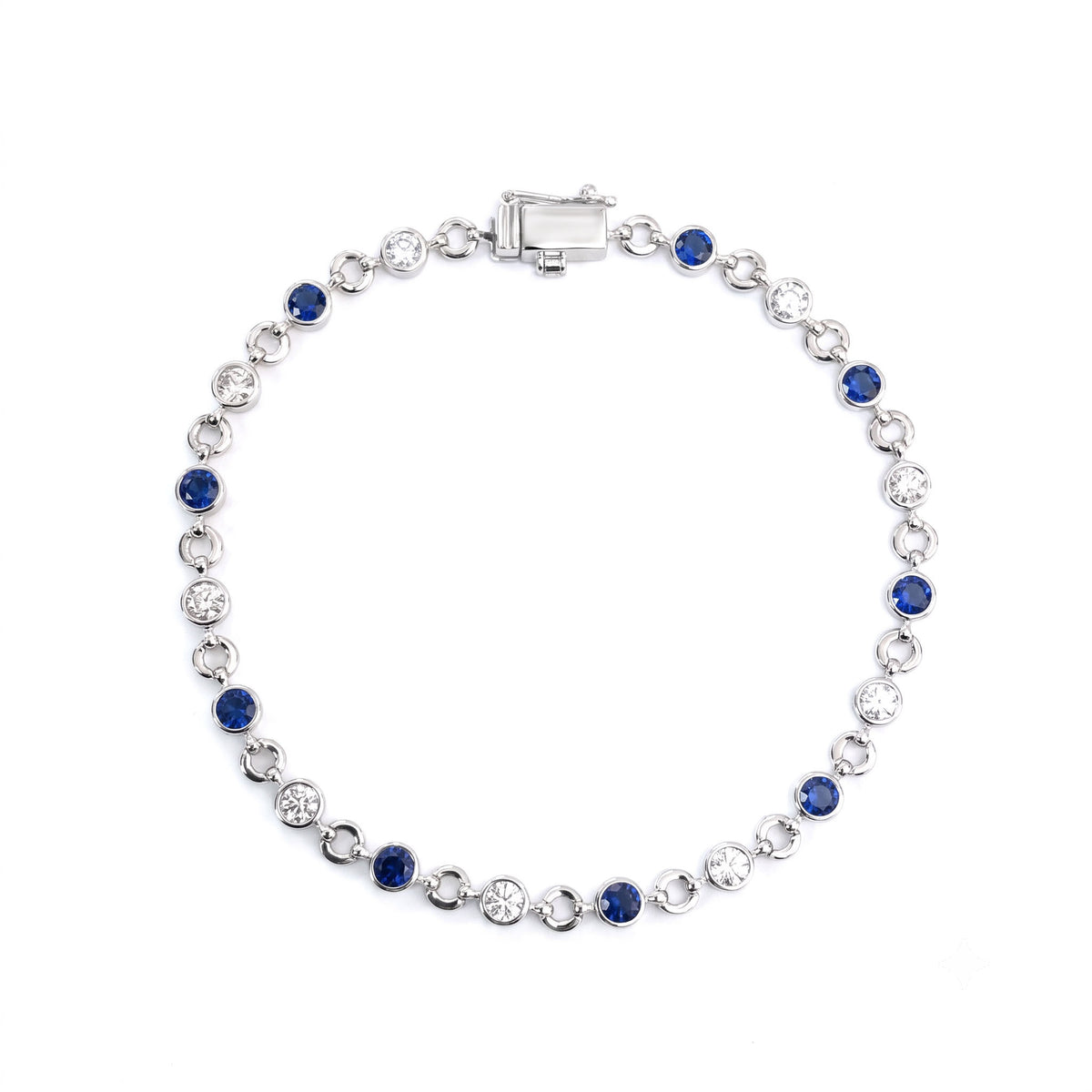 ASB156929 - Bracelet 14KW/6.8G 9SAPP-0.90CT 9RD-0.77CT