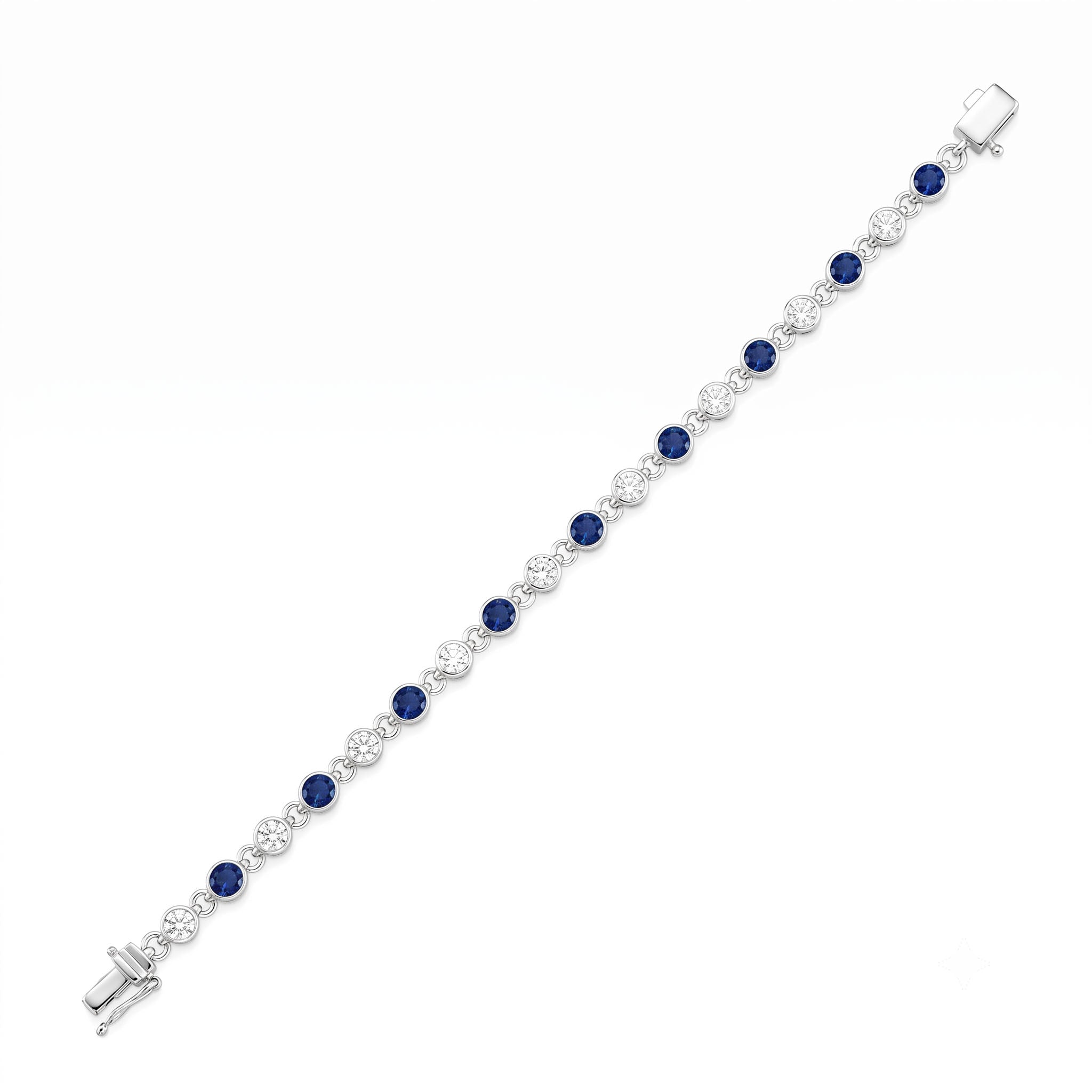 ASB156929 - Bracelet 14KW/6.8G 9SAPP-0.90CT 9RD-0.77CT