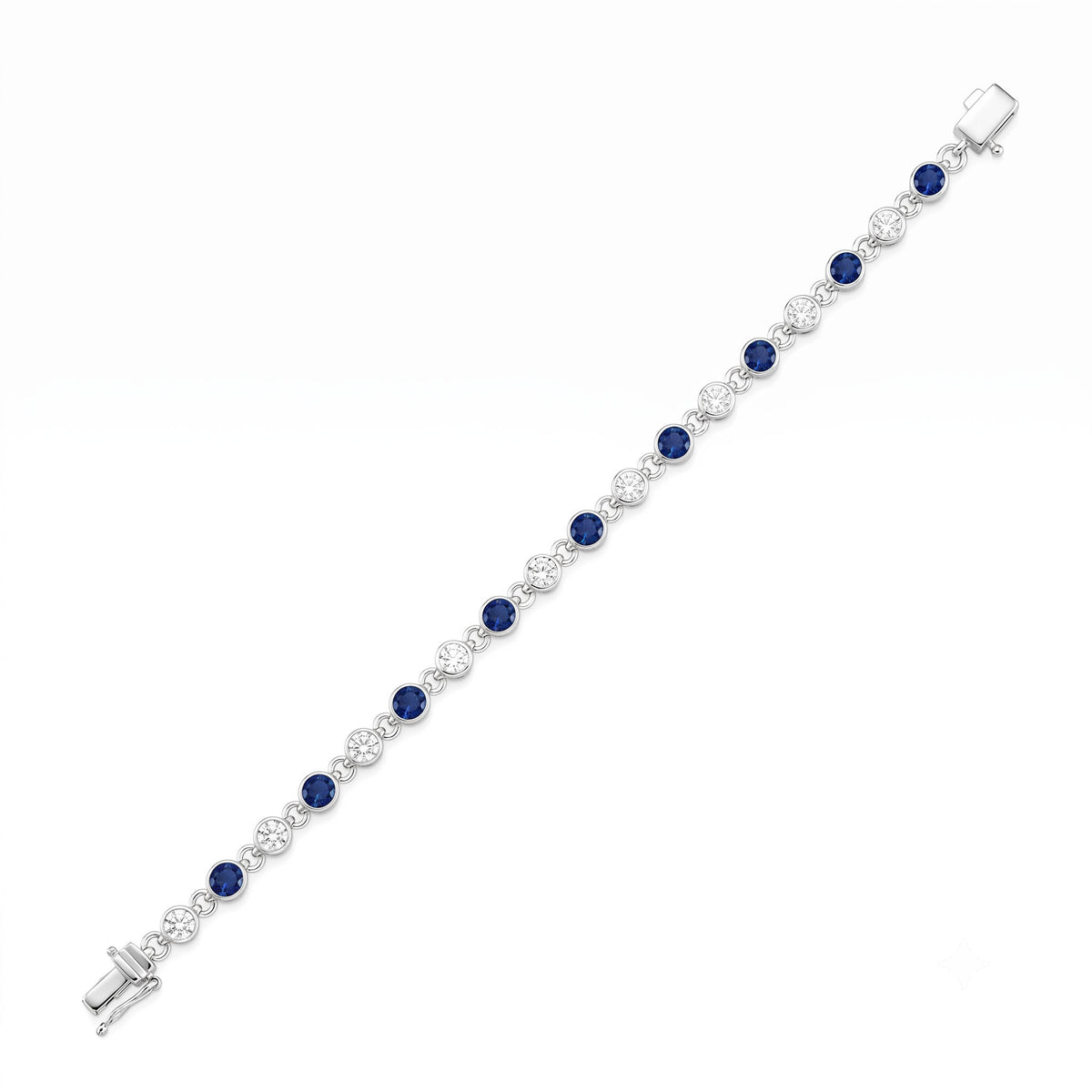 ASB156929 - Bracelet 14KW/6.8G 9SAPP-0.90CT 9RD-0.77CT