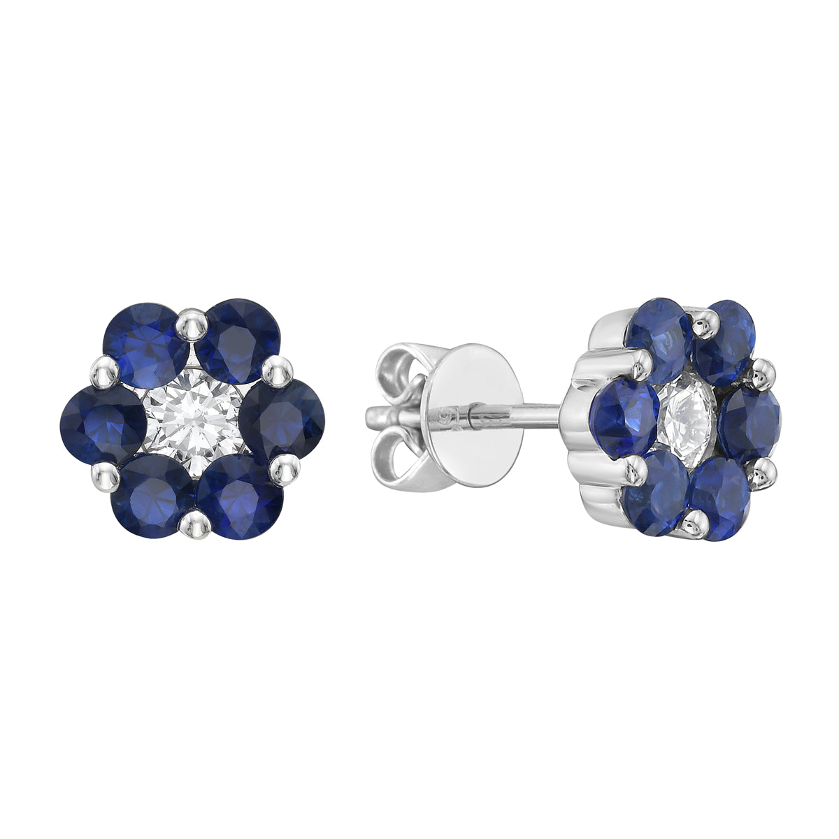 Earrings 14KW/1.7G 12SAPP-0.96CT 2RD-0.26CT