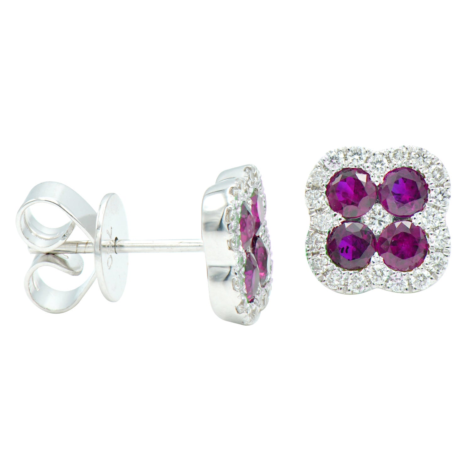 ASE153510P - Earrings 14KW/1.8G 8P.SAPP-0.90CT 42RD-0.24CT