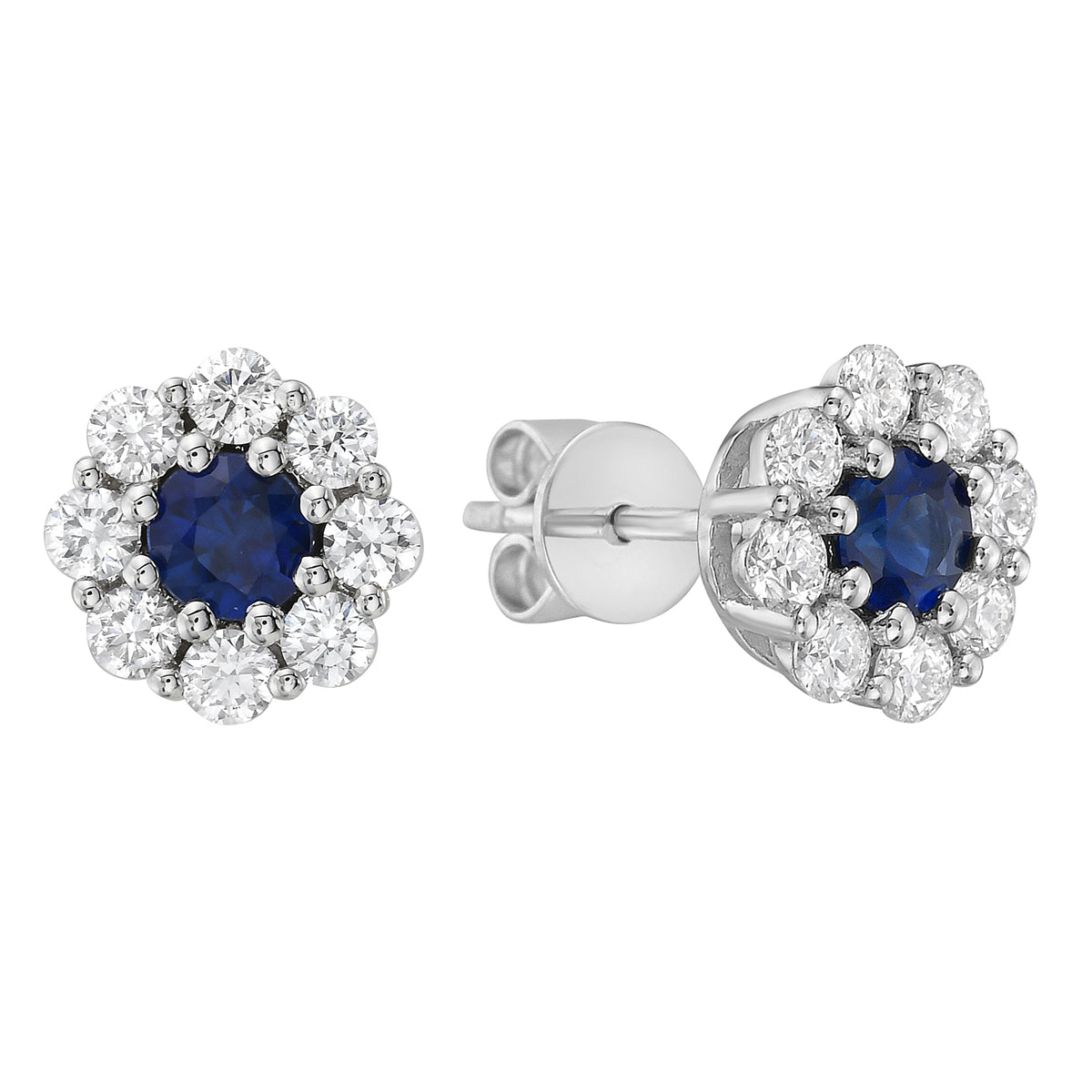 18KW Blue Sapphire Stud Earrings