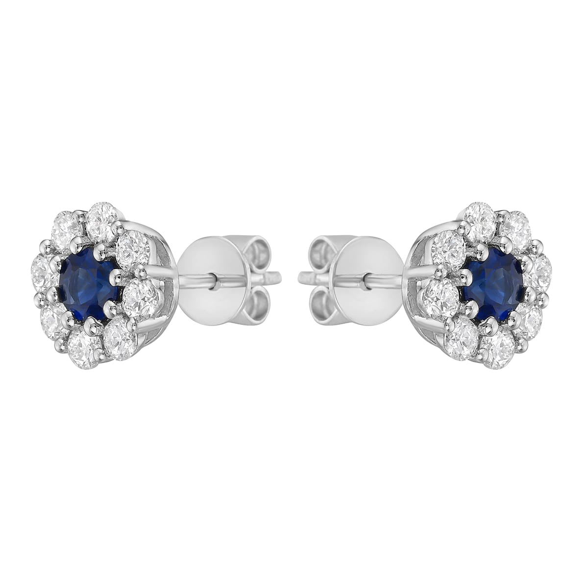 14K White Gold Sapphire with Diamond Studs, 0.43ct
