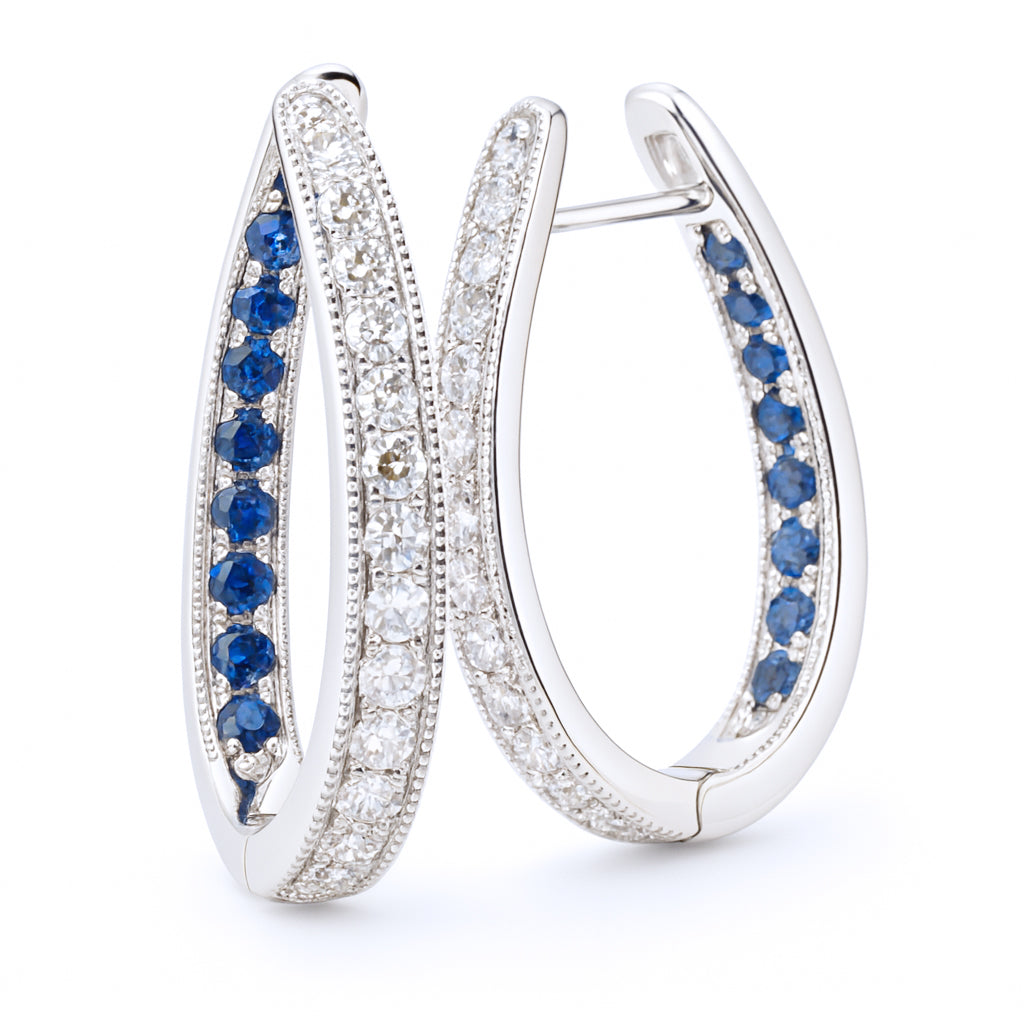 Sapphire "IN" Diamond "OUT" Huggies