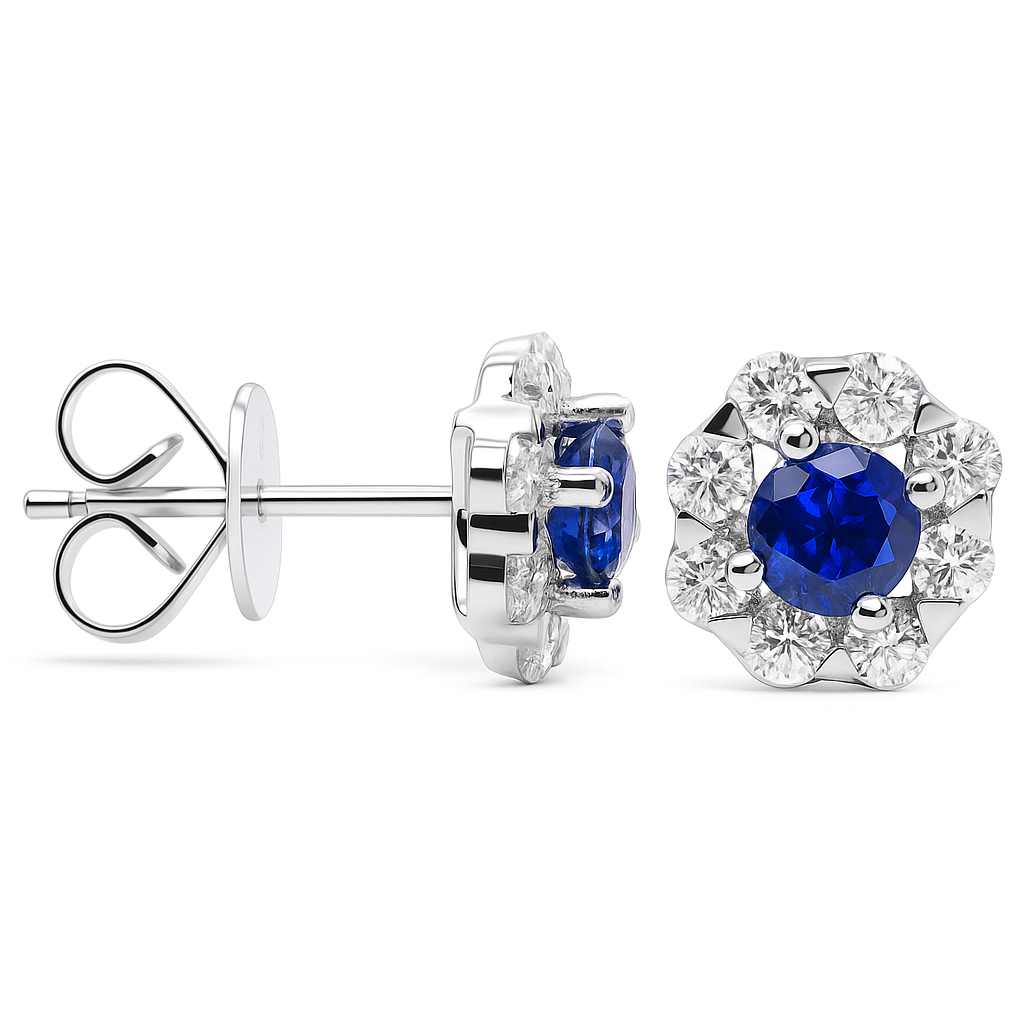 18K White Gold Blue Sapphire Earrings, 0.66ct