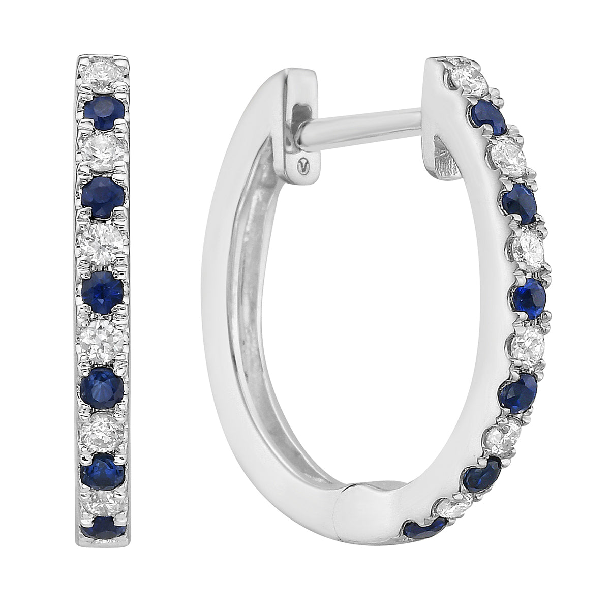 Sapphire and Diamond Alternating Huggie