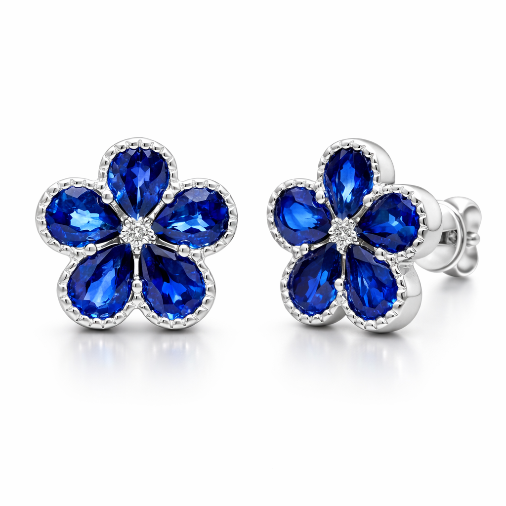 ASE154039 - Earrings 14KW/2.2G 10SAPP-4.05CT 2RD-0.07CT