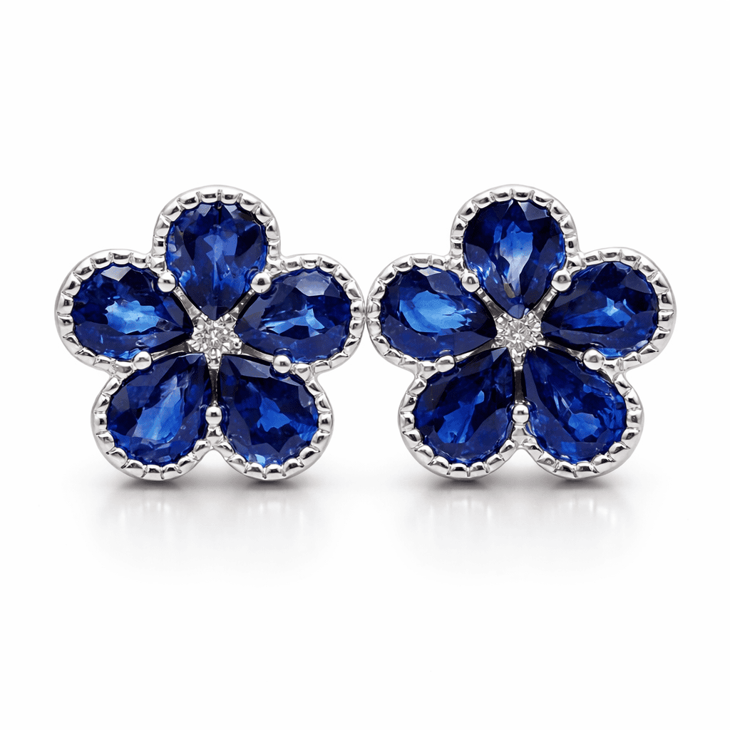 18K White Gold Blue Sapphire Earrings, 3.68ct