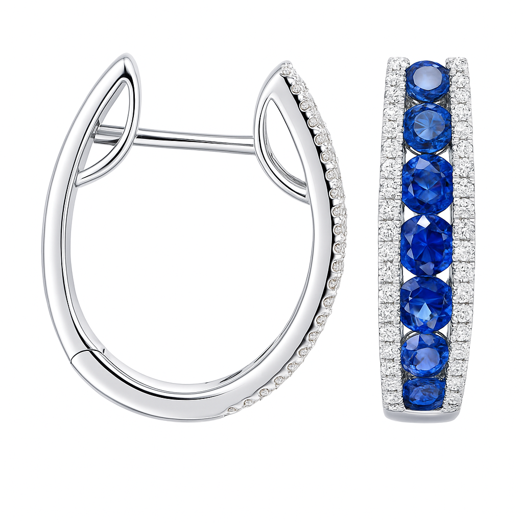 18K White Gold Blue Sapphire Earrings, 1.63ct