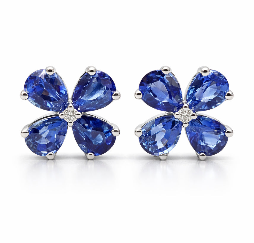 ASE155118 - Earrings 14KW/1.8G 8SAPP-3.17CT 2RD-0.02CT
