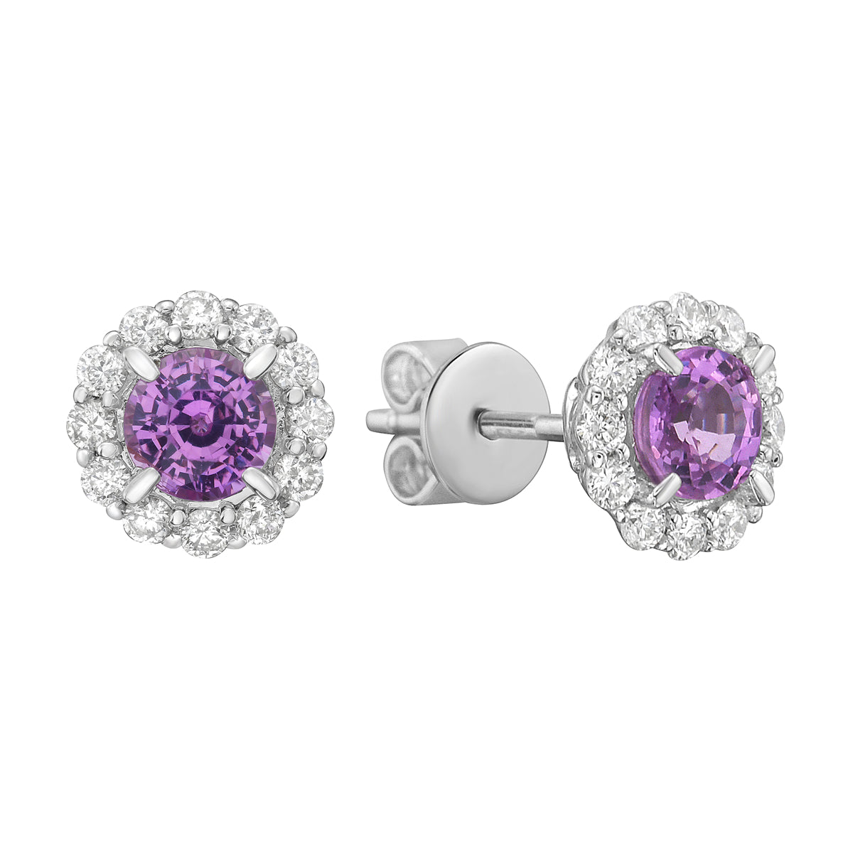 Earrings 14KW/1.6G 2P.SAPP-0.74CT 24RD-0.29CT