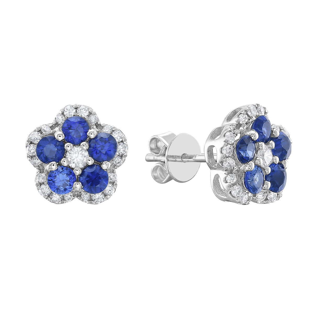 Earrings 14KW/2.0G 10SAPP-0.73CT 42RD-0.25CT