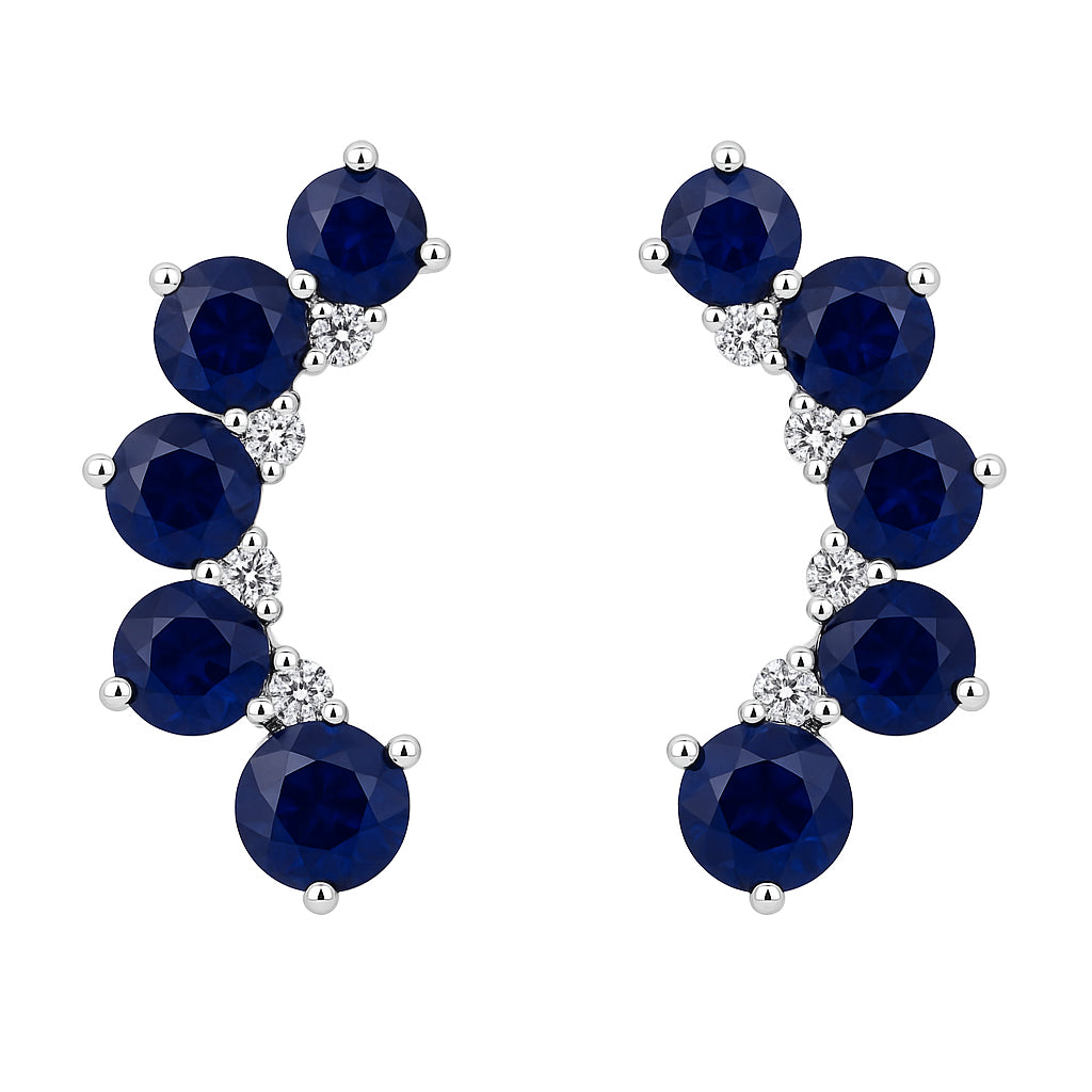 14K White Gold Blue Sapphire Earrings, 1.44ct