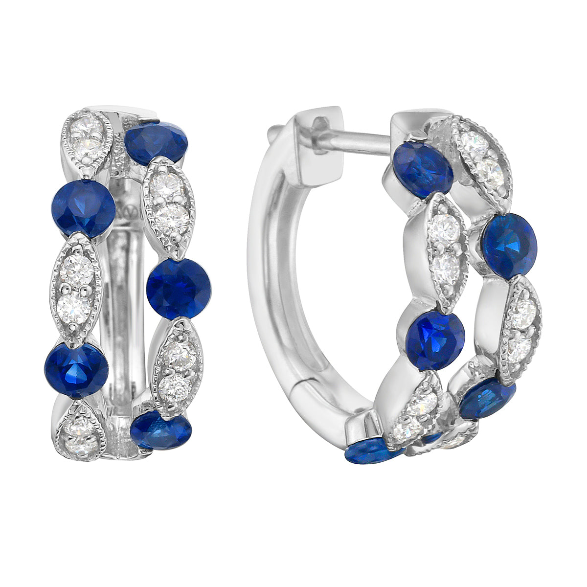 18K White Gold Blue Sapphire Earrings, 0.84ct
