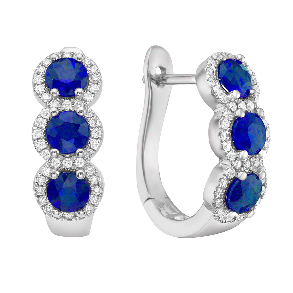 14K White Gold Blue Sapphire Earrings, 1.97ct