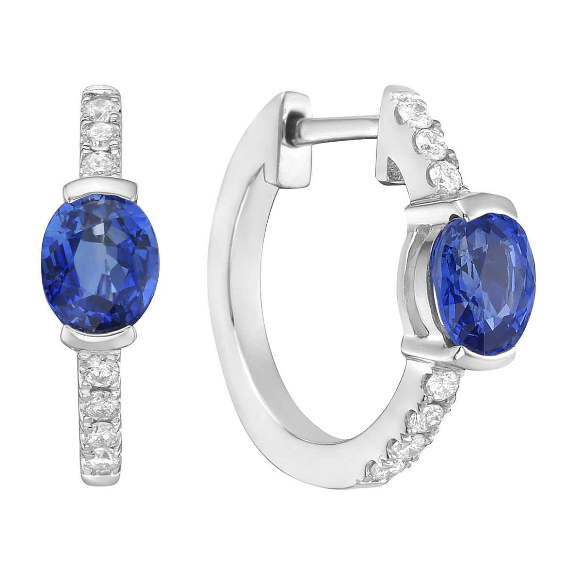 14K White Gold Blue Sapphire Earrings, 0.93ct