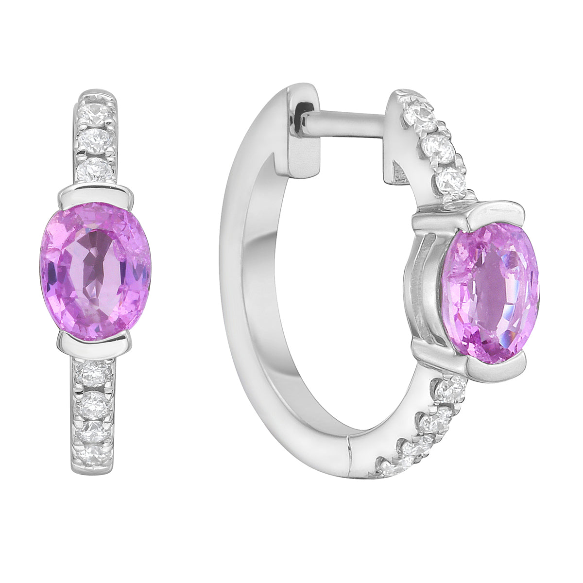 ASE156089P - Earrings 14KW/2.3G 2P.SAPP-0.96CT 14RD-0.11CT