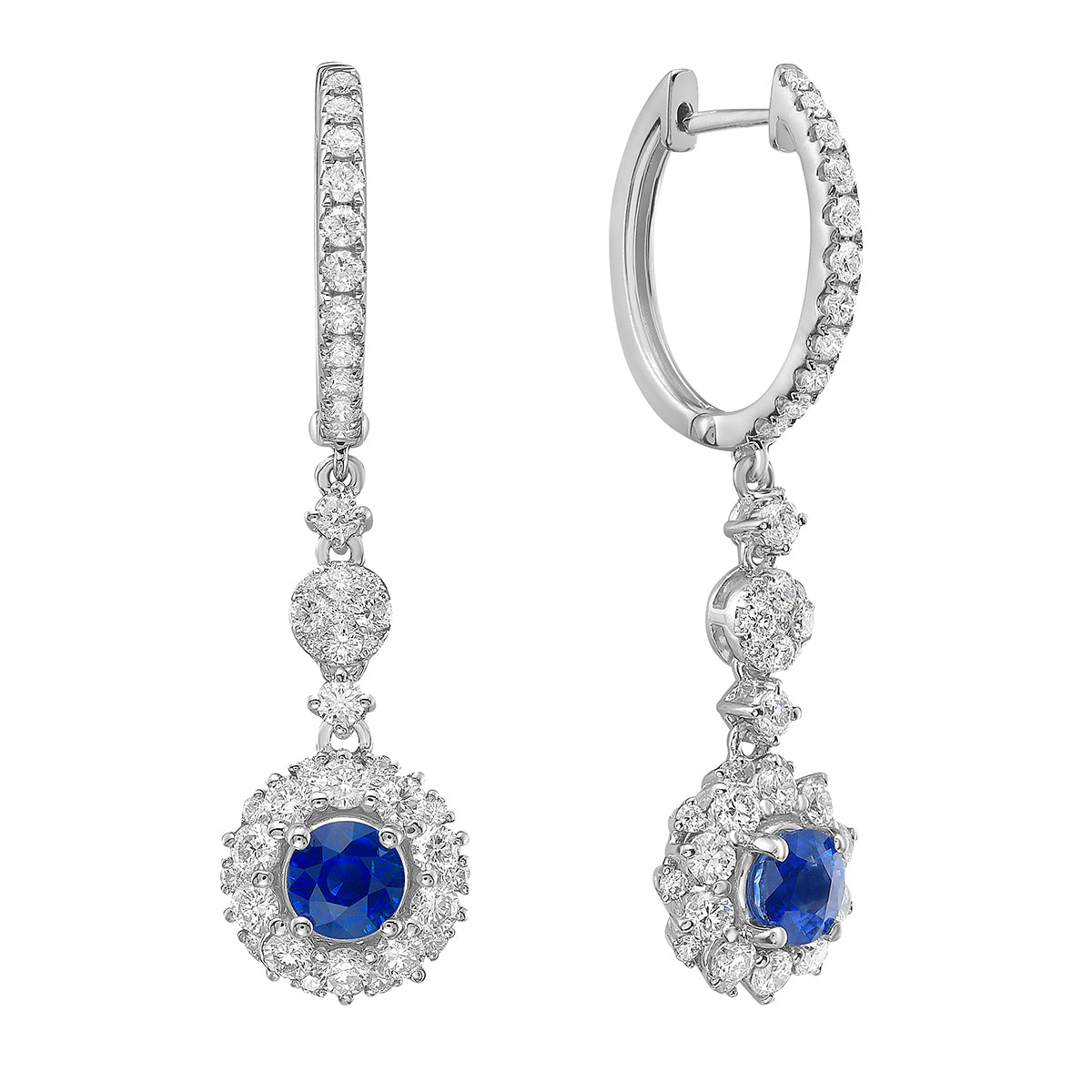 Earrings 14KW/5.21G 2SAPP-1.14CT 90RD-2.62CT