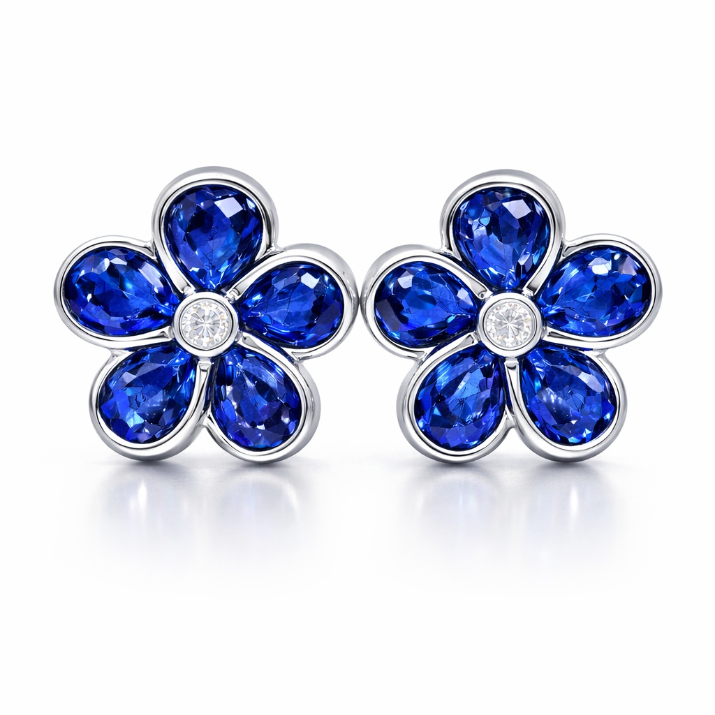 ASE156279 - Earrings 14KW/4.8G 10SAPP-4.28CT 2RD-0.06CT