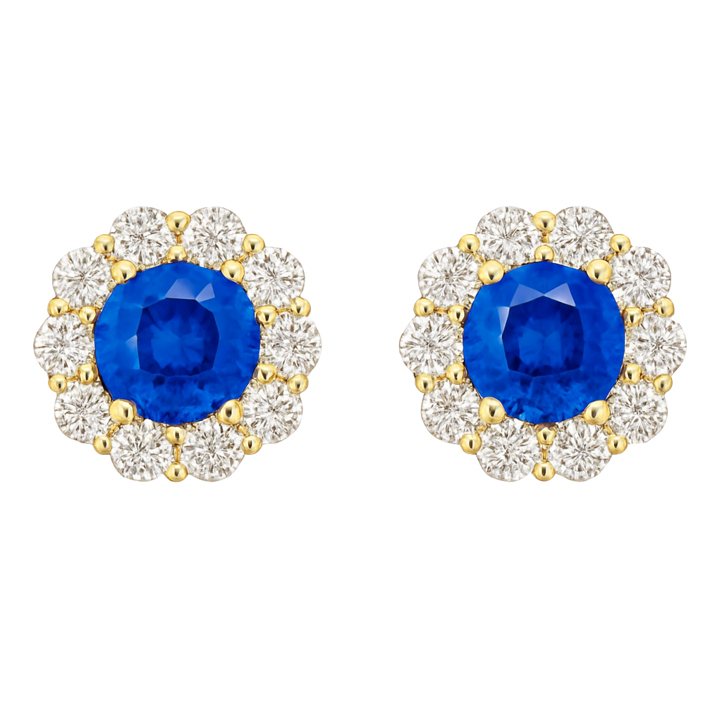 ASE156349Y - Earrings 14KY/1.9G 2SAPP-1.58CT 20RD-0.76CT