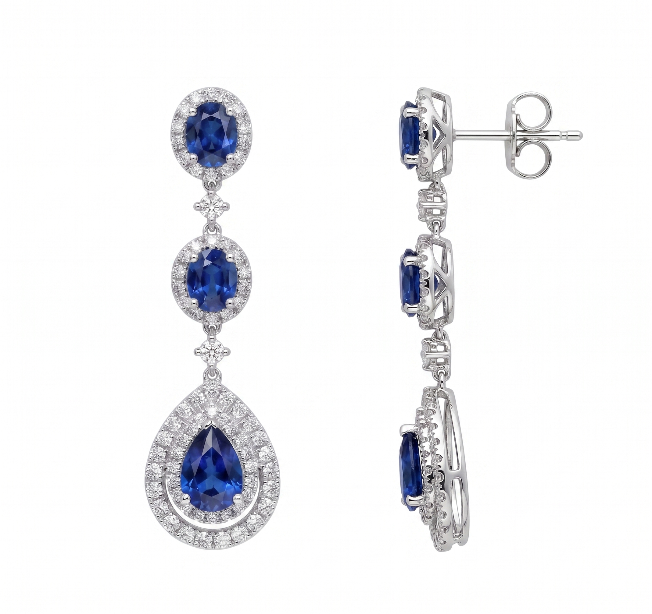 ASE156946 - Earrings 14KW/4.5G 6SAPP-2.76CT 146RD-0.86CT