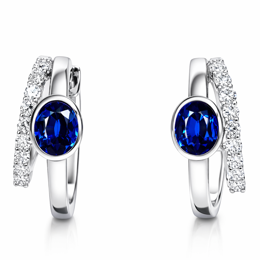 ASE156964 - Earrings 14KW/3.4G 2SAPP-0.88CT 20RD-0.29CT