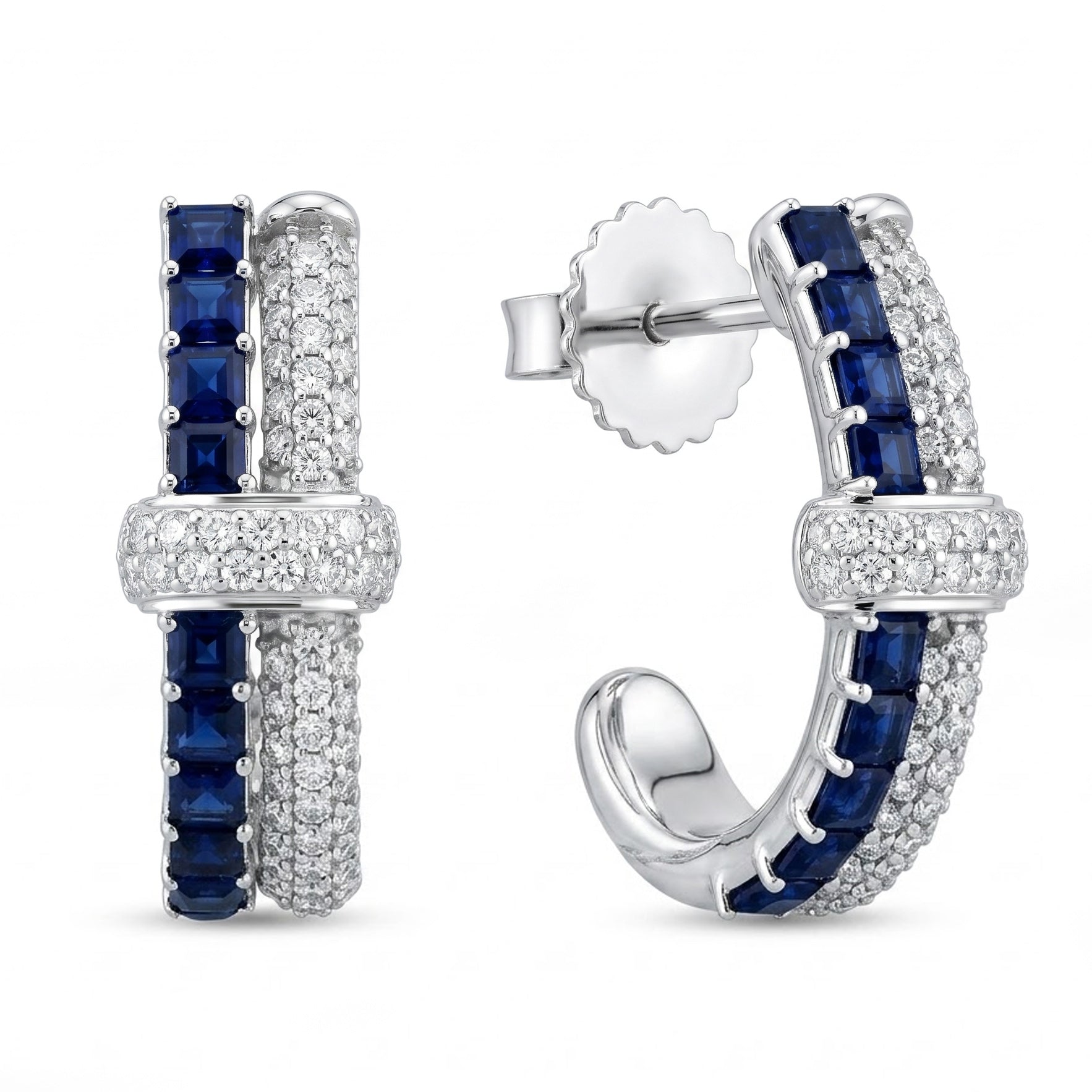 ASE156996 - Earrings 14KW/4.1G 20SAPP-0.71CT 132RD-0.40CT