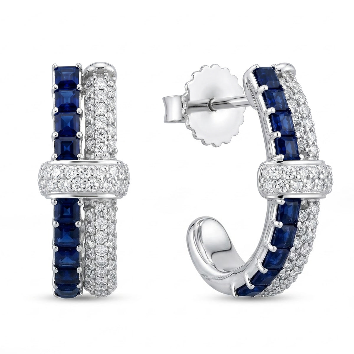 ASE156996 - Earrings 14KW/4.1G 20SAPP-0.71CT 132RD-0.40CT