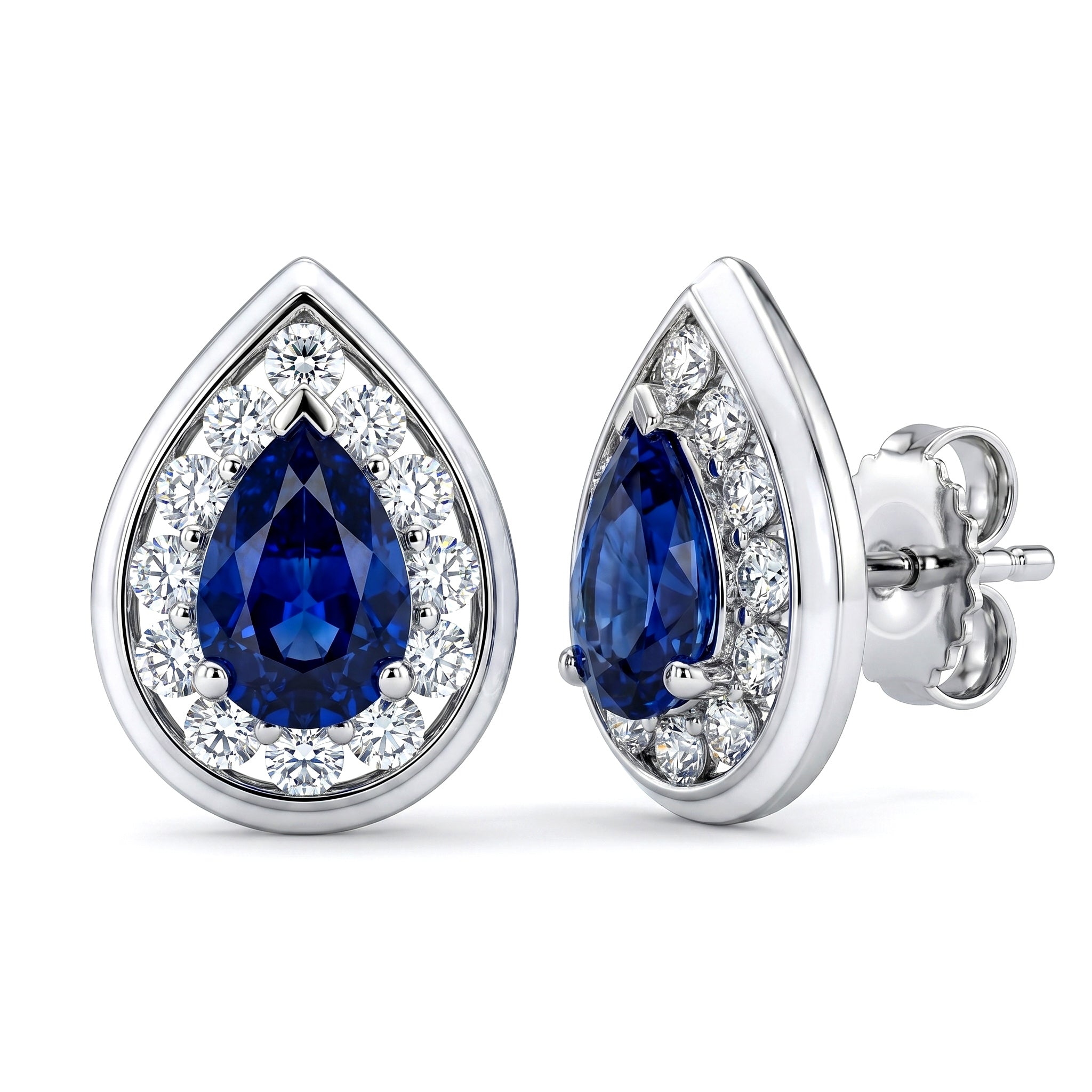 ASE157013 - Earrings 14KW/2.2G 2SAPP-0.86CT 24RD-0.38CT
