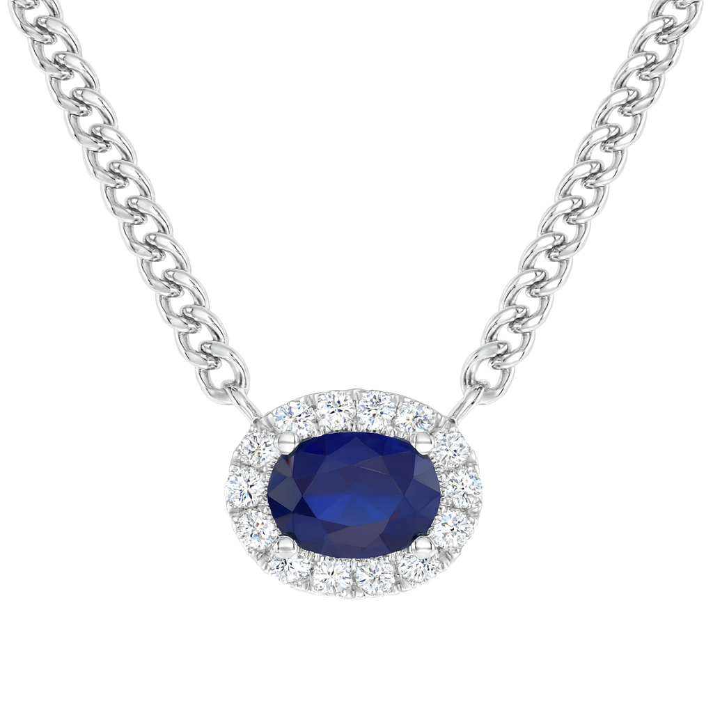 ASN156141 - Necklace 14KW/4.6G 1SAPP-1.42CT 14RD-0.36CT