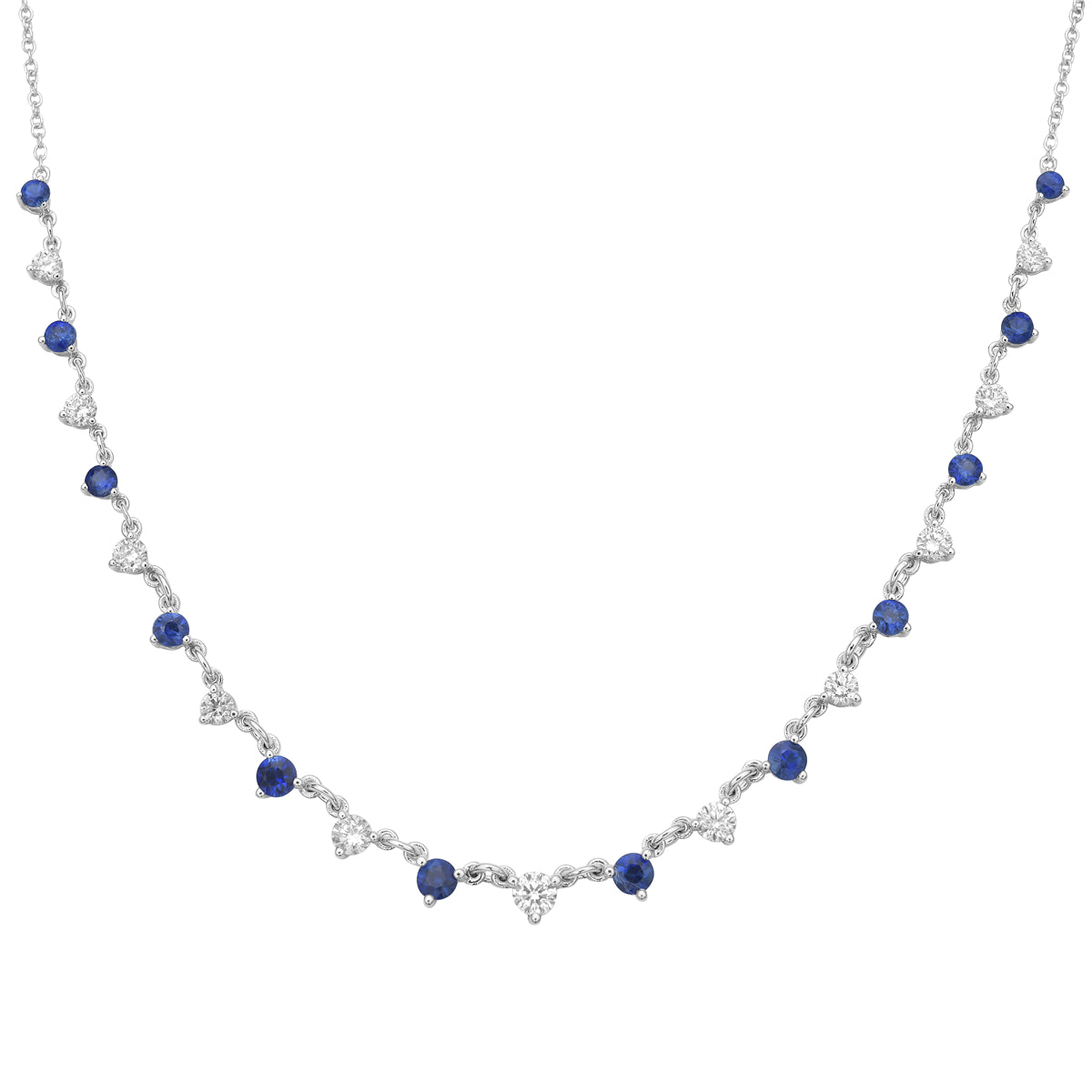 ASN156205 - Necklace 14KW/2.7G 12SAPP-0.72CT 11RD-0.51CT