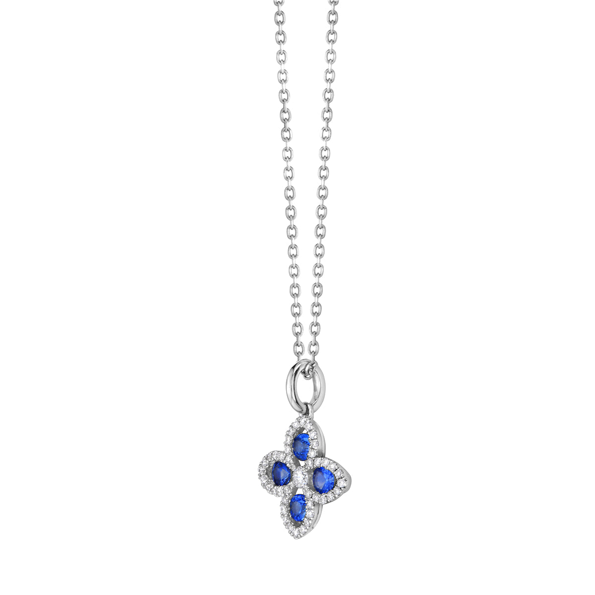 18K White Gold Blue Sapphire Pendant, 0.35ct