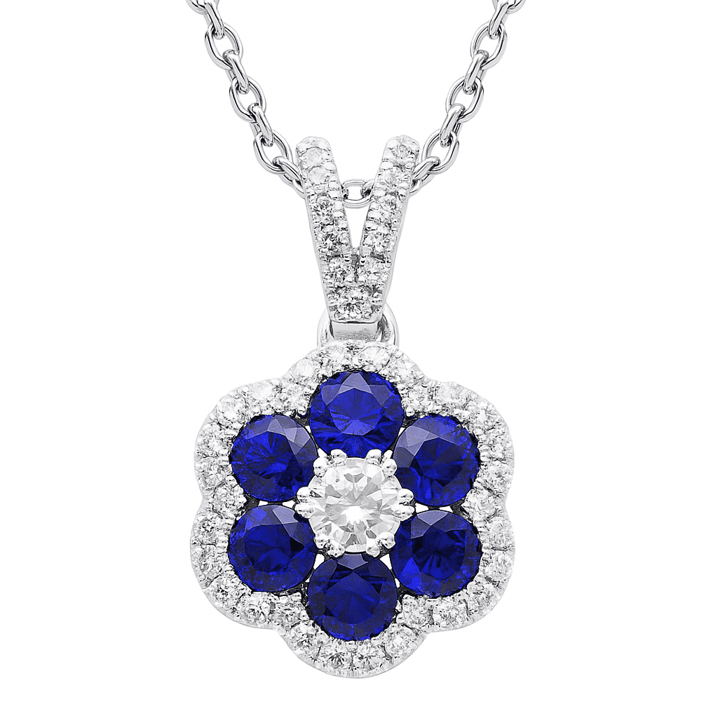 18K White Gold Blue Sapphire Pendant, 0.6ct